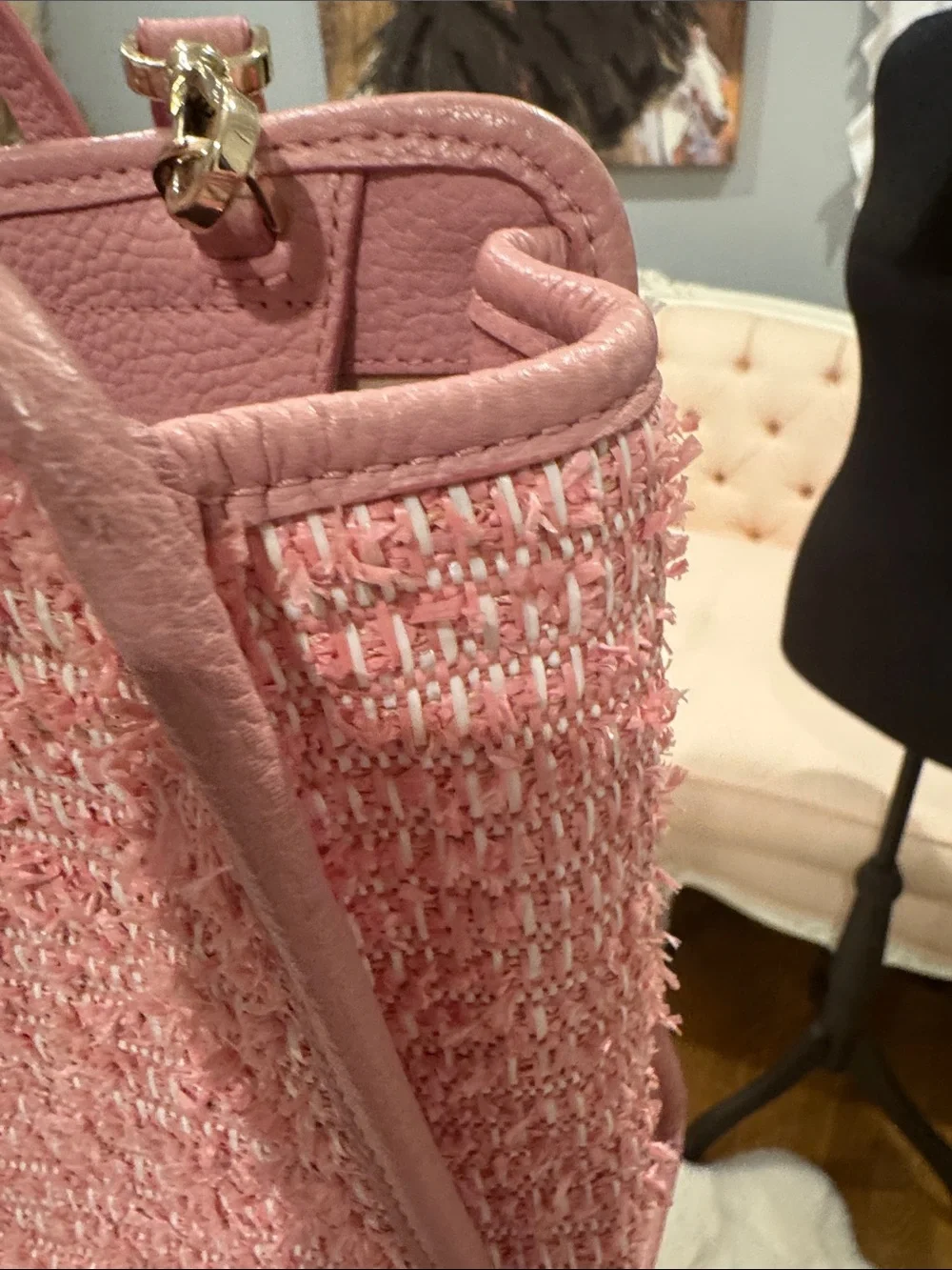 kate spade Pink Tweed Satchel with Tassel